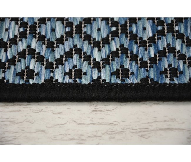 Alfombra de cuerda sisal LOFT 21144 Diamantes Zigzag 200x290 Azul