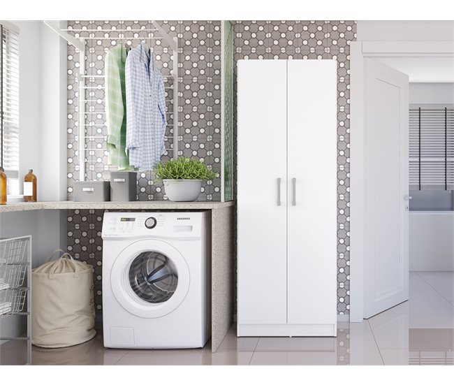 Buyqualia Armario alto Multiusos/Escobero con dos puertas Blanco