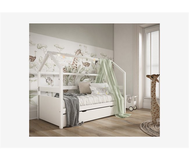 Cama 90 x 190 cm con somier incluido EASY PLUS Blanco