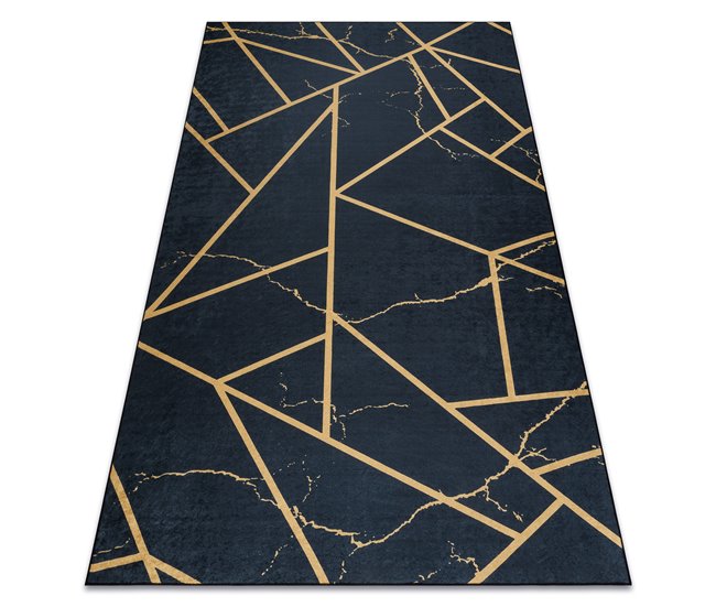 Alfombra lavable ANDRE 1222 Mármol Geométrico 80x150 Negro