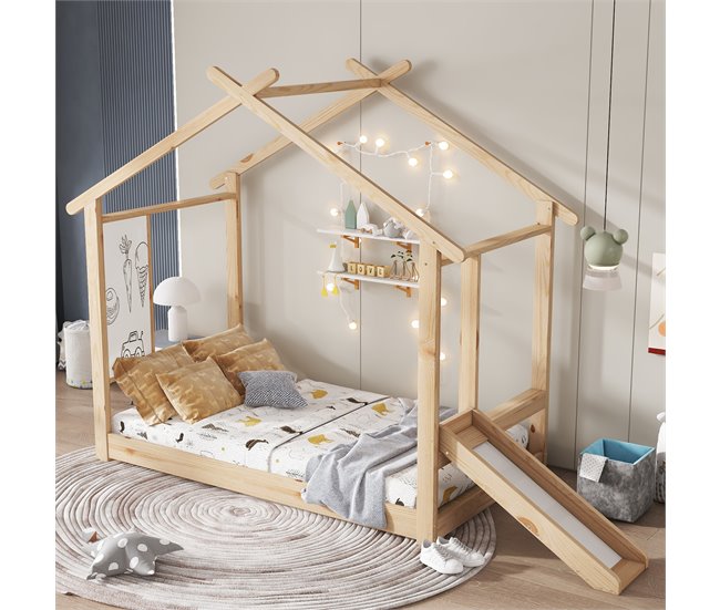 Cama cabaña de madera de pino Natural