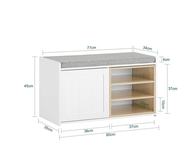 Banco Zapatero con 1 Puerta SoBuy FSR109-WN 80 Blanco
