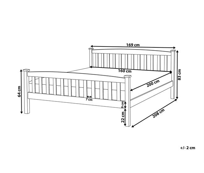 Beliani Cama con somier Madera de pino GIVERNY 169x208 Blanco