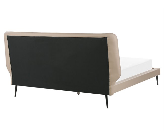 Beliani Cama con somier Piel sintética ESSONNE 219x208 Beige