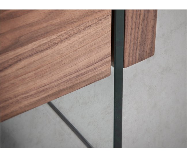 Mueble TV nogal y cristal templado Transparente