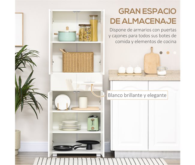 Alacena de Cocina MDF, Melamina de Madera HOMCOM, hogar - cocina Blanco