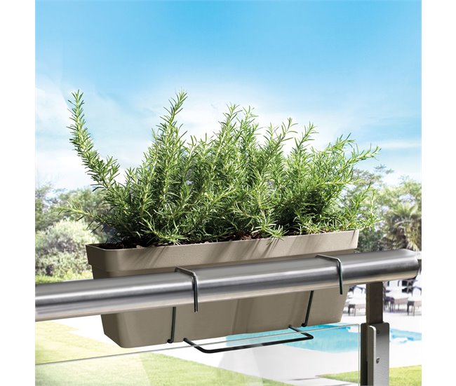 Jardinera 40 Cm Con Soporte De Fijación Curvo Terracota