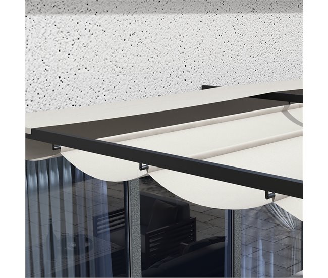 Pérgola de Pared Poliéster, Acero Outsunny Crudo