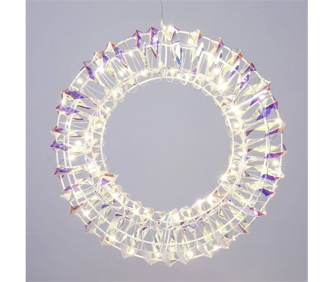 Corona metálica Luminosa con 50 micro LED de diseño retorcido Multicolor