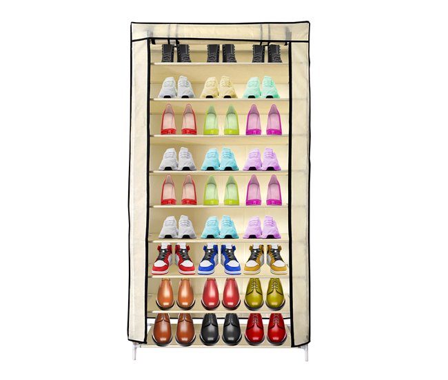 Armario Zapatero Tela con Puerta Cremallera Nyana Home  27 pares 88 Beige