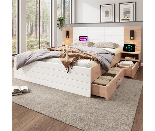 Camas de matrimonio 207x215 Blanco