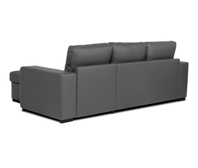 Chaise longue reversible piel sintética con cama HARRY Gris