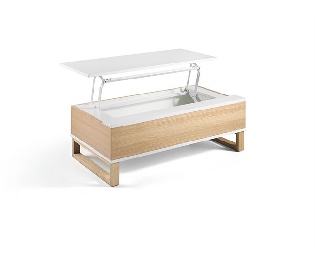 Mesa de Centro Rectangular - Modelo ROYAL Natural/ Blanco