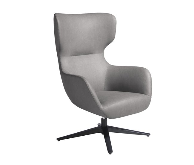 Sillón giratorio polipiel y acero Gris Oscuro
