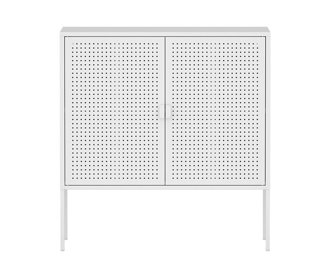 Aparador Castelli con 2 puertas perforadas acero Blanco