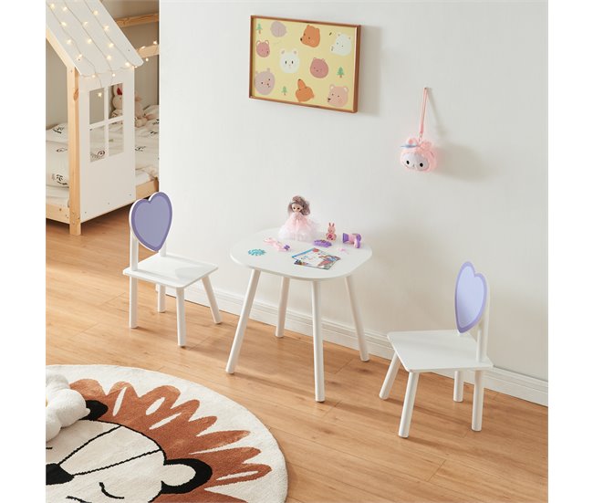 Conjunto infantil de mesa y 2 sillas Siljan Blanco