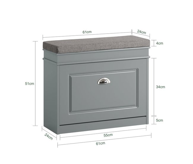 Banco Zapatero con 1 Solapa FSR82-K-HG SoBuy Gris