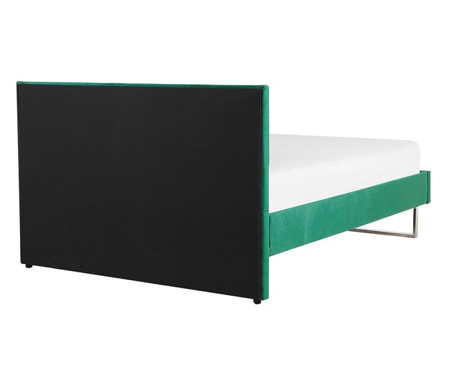 Beliani Cama con somier Terciopelo BELLOU 214x145 Verde