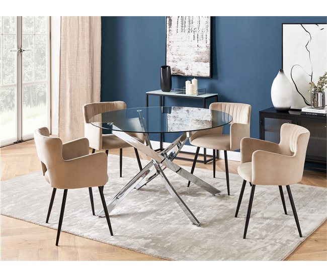 Beliani Mesa de comedor MARAMO 120x120 Dorado