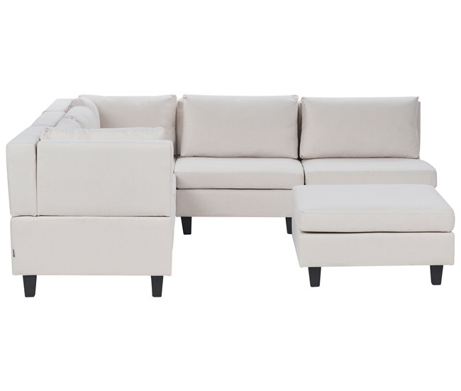 Beliani Sofá esquinero con reposapiés Poliéster UNSTAD Beige