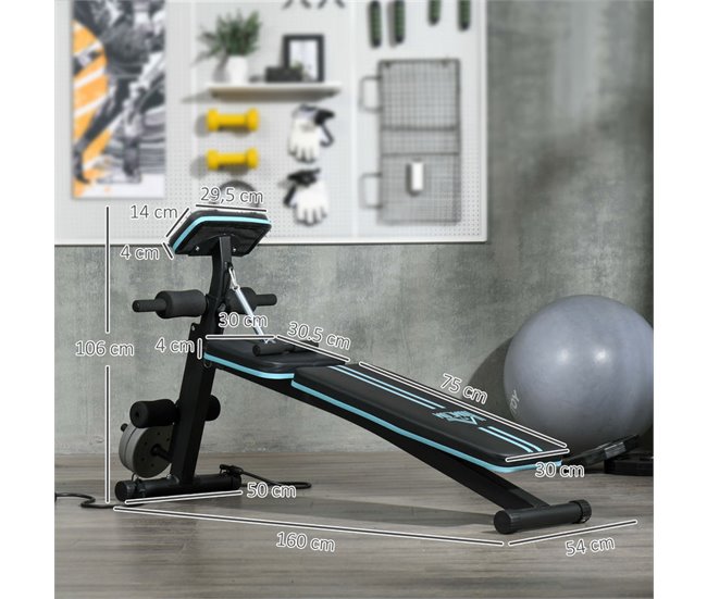 Banco de Pesas Acero, ABS HOMCOM, deportes y ocio - musculación Azul