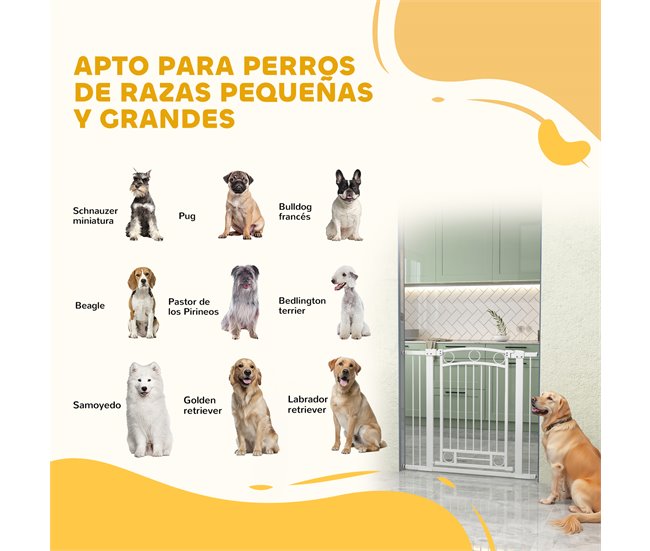 Barrera para Perros PA, Acero PawHut Blanco