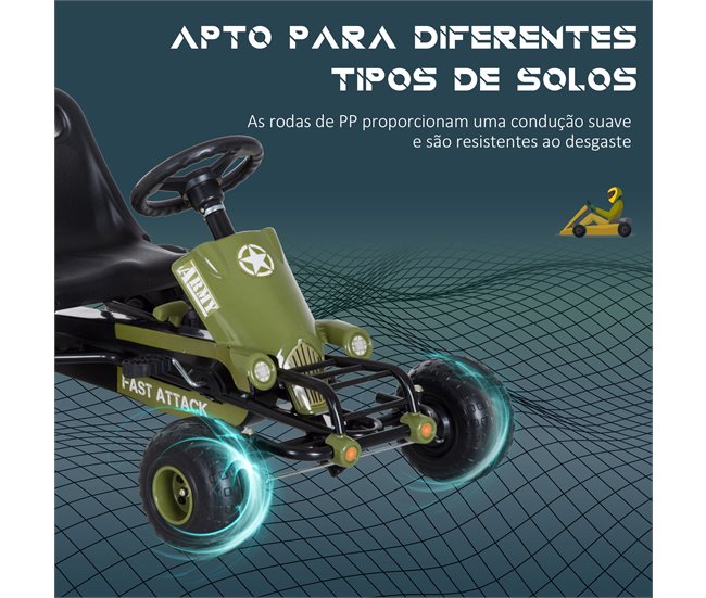 Go-Kart a Pedales para Niño Hierro, plástico HOMCOM Multicolor