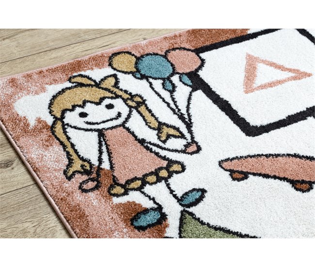 Alfombra FUN Hop para niños rayuela animales 160x220 Rosa