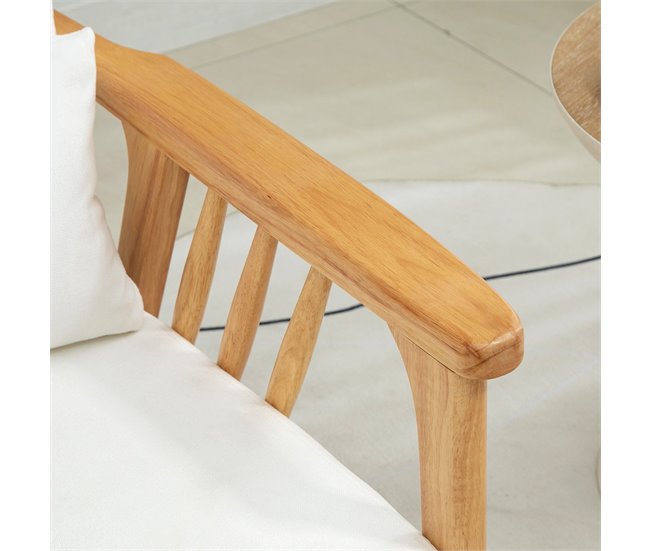 Butaca de Salón Terciopelo, Espuma, Madera de Caucho HOMCOM Crudo