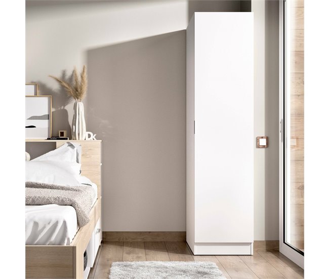 Armario multiusos 1 puerta efecto madera 41 Blanco