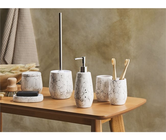 Beliani Conjunto de accesorios de baño CALLELA Blanco/ Beige