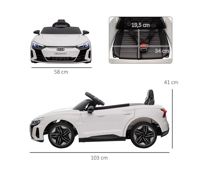 Coche Eléctrico Infantil PP, Metal HOMCOM Blanco