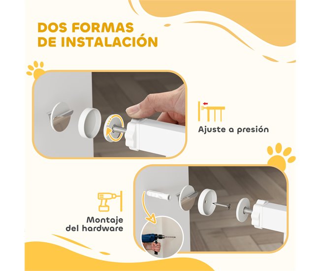 Barrera para Perros Acero, PA PawHut Blanco
