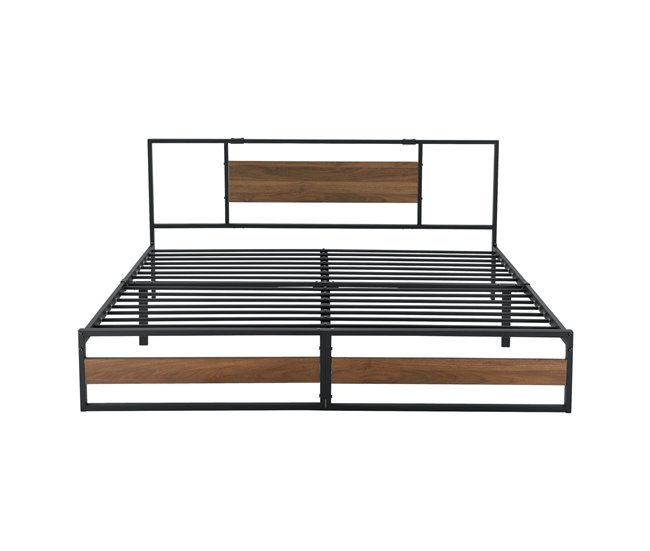 Cama doble Villach con somier - acero 184x209 Negro