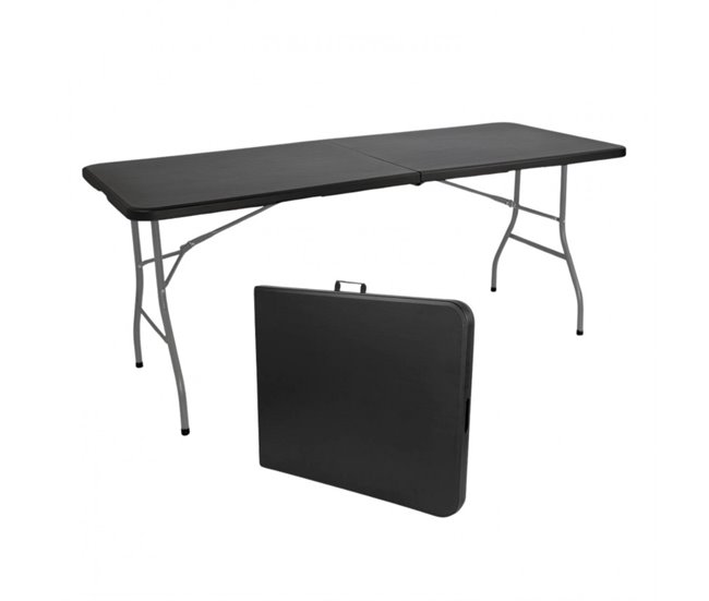 Conjunto Plegable Mesa con 2 Bancos Negro