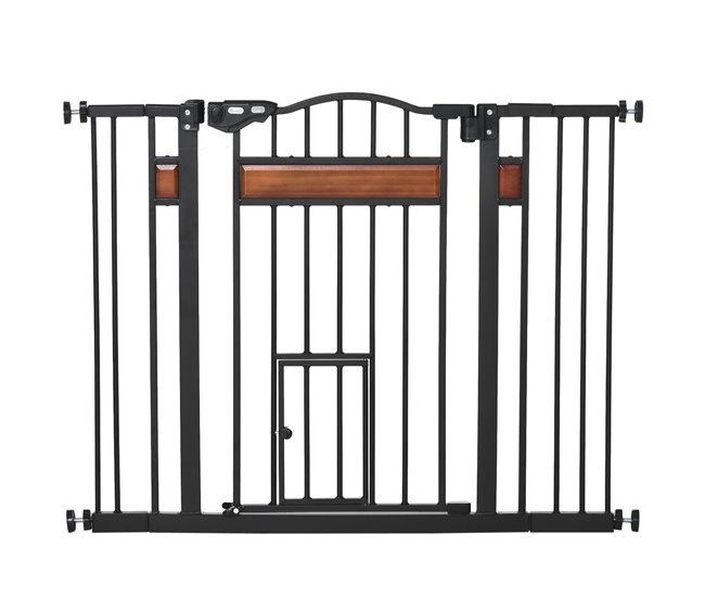 Barrera de Seguridad de Perros Acero y Plástico PawHut Negro