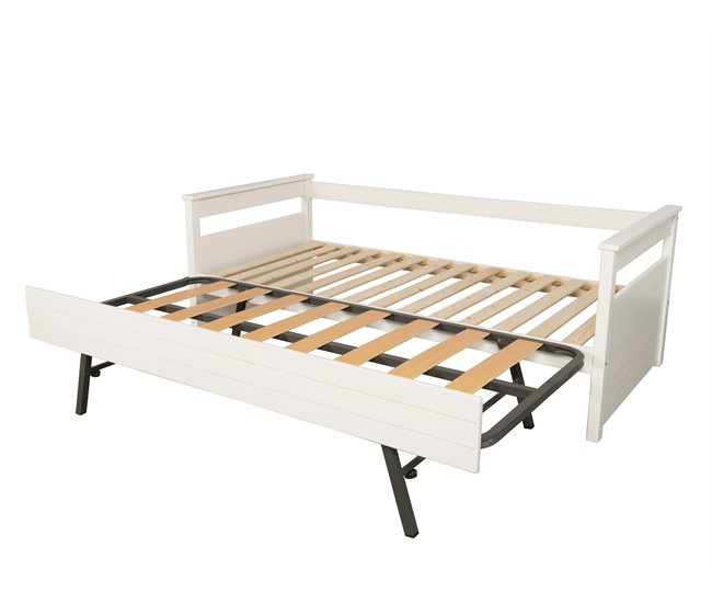 Cama nido 90x190 con somier DUPLEX Blanco