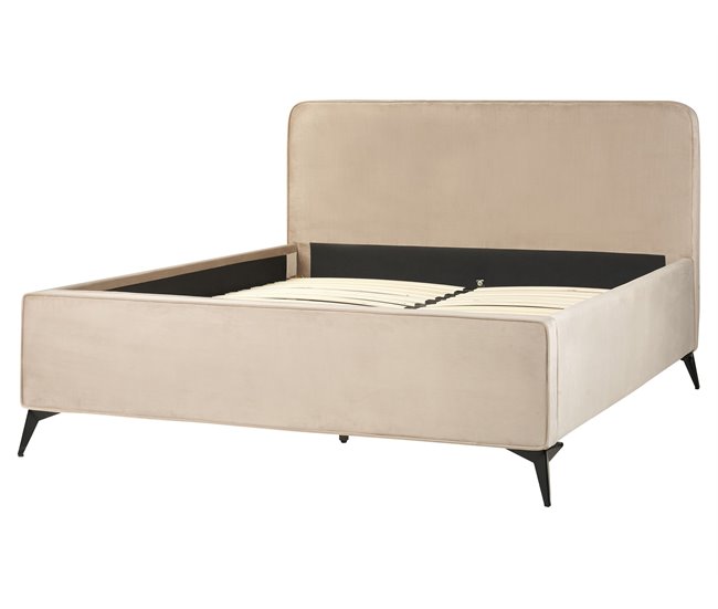 Beliani Cama con somier Terciopelo VALOGNES 172x220 Beige