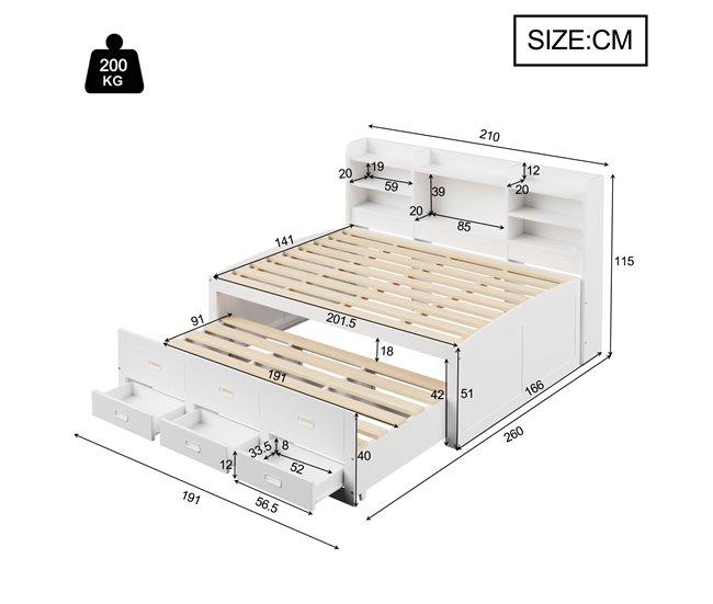 Camas nido 260x210 Blanco