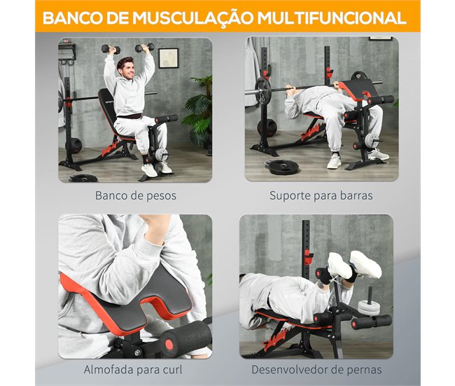Banco de Musculación Acero, PU SPORTNOW, deportes y ocio - pesas Negro
