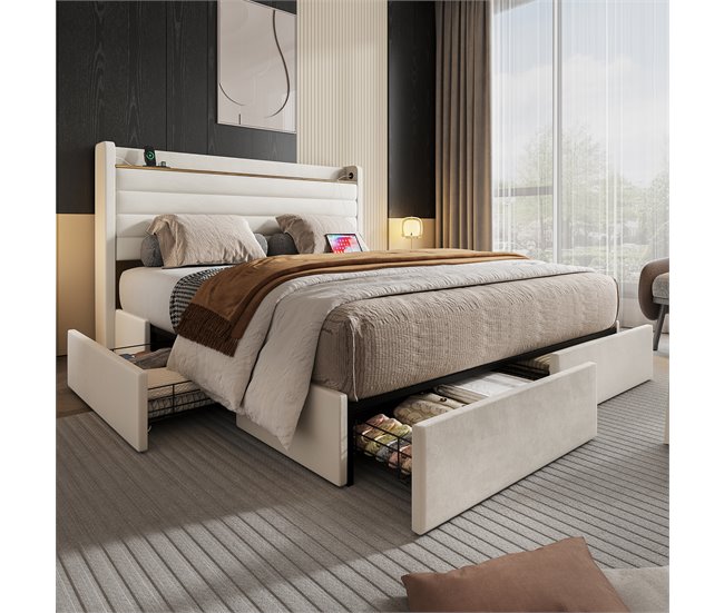 Camas de matrimonio 176x219 Beige