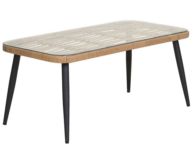 Beliani Conjunto de jardín Ratán sintético CORINTH II Gris Claro