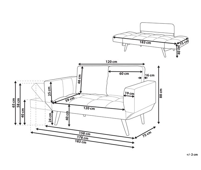 Beliani Sofá de 2 plazas Poliéster BREKKE Azul
