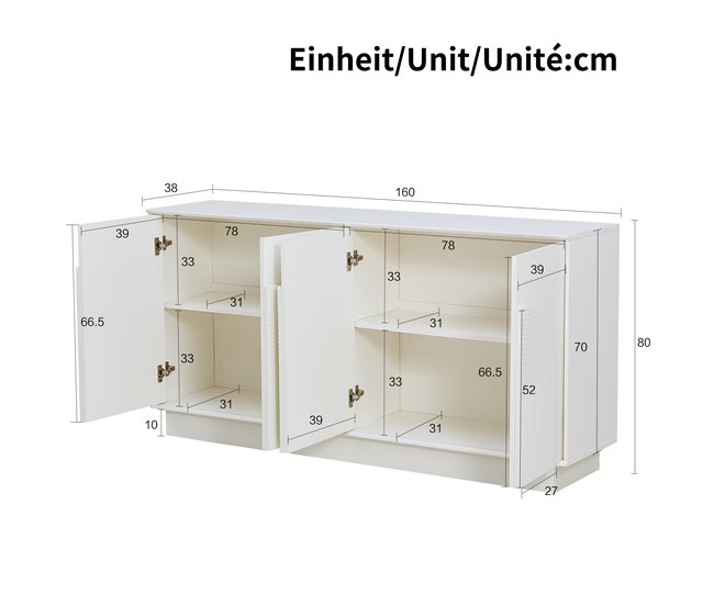 Aparador con 4 puertas Blanco