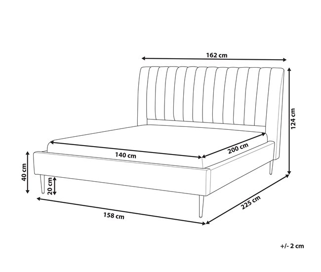 Beliani Cama con somier Terciopelo MARVILLE 162x225 Arena