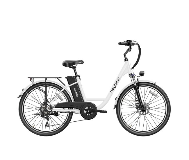 Heybike Cityscape E-Bike - Neumáticos De 26  Pulgadas 250W Batería 36V10AH Blanco