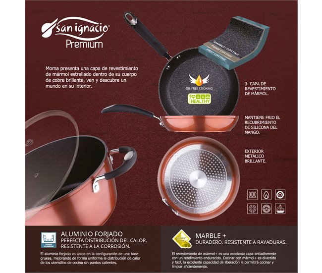 Bateria de cocina 7 piezas con juego de sartenes Multicolor