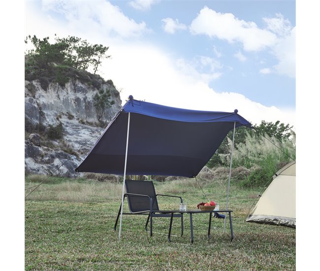Toldo de playa Bernheze Lycra 4 bolsas rellenables 270x270 Azul