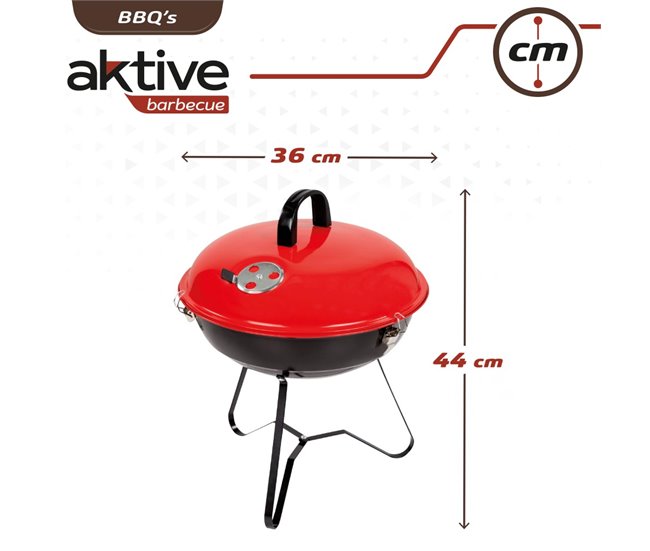 Barbacoa carbón con tapa Aktive Rojo