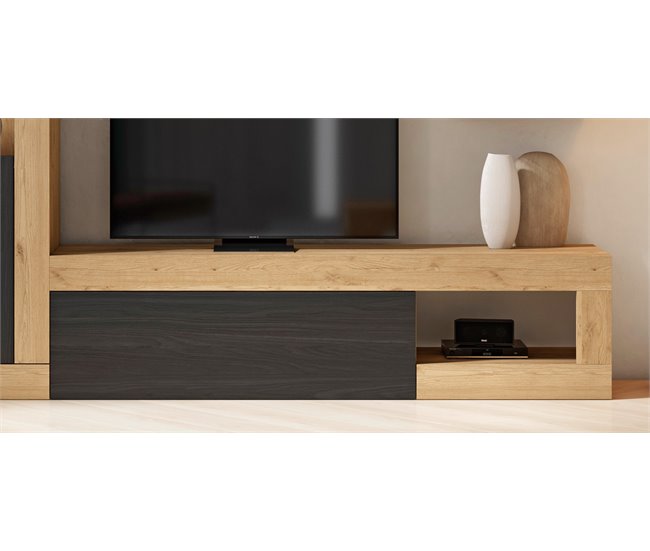 Compacto TV 265cm 3 puertas FERRARA Negro/ Madera